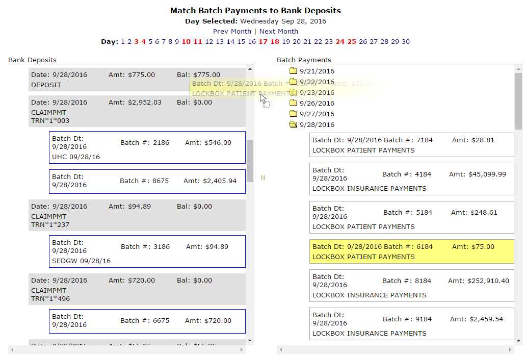 Drag and Drop Batches to Deposits Reconciliation